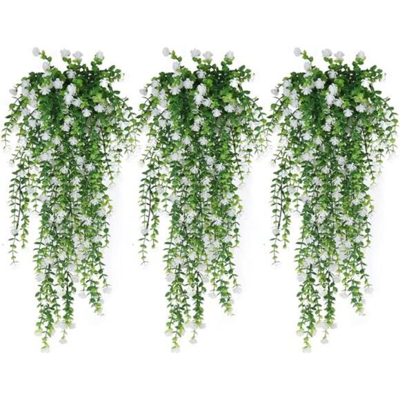 Artificial Hanging Plants Fake Hanging Plant Faux Eucalyptus Leaf - Picture 1 of 7